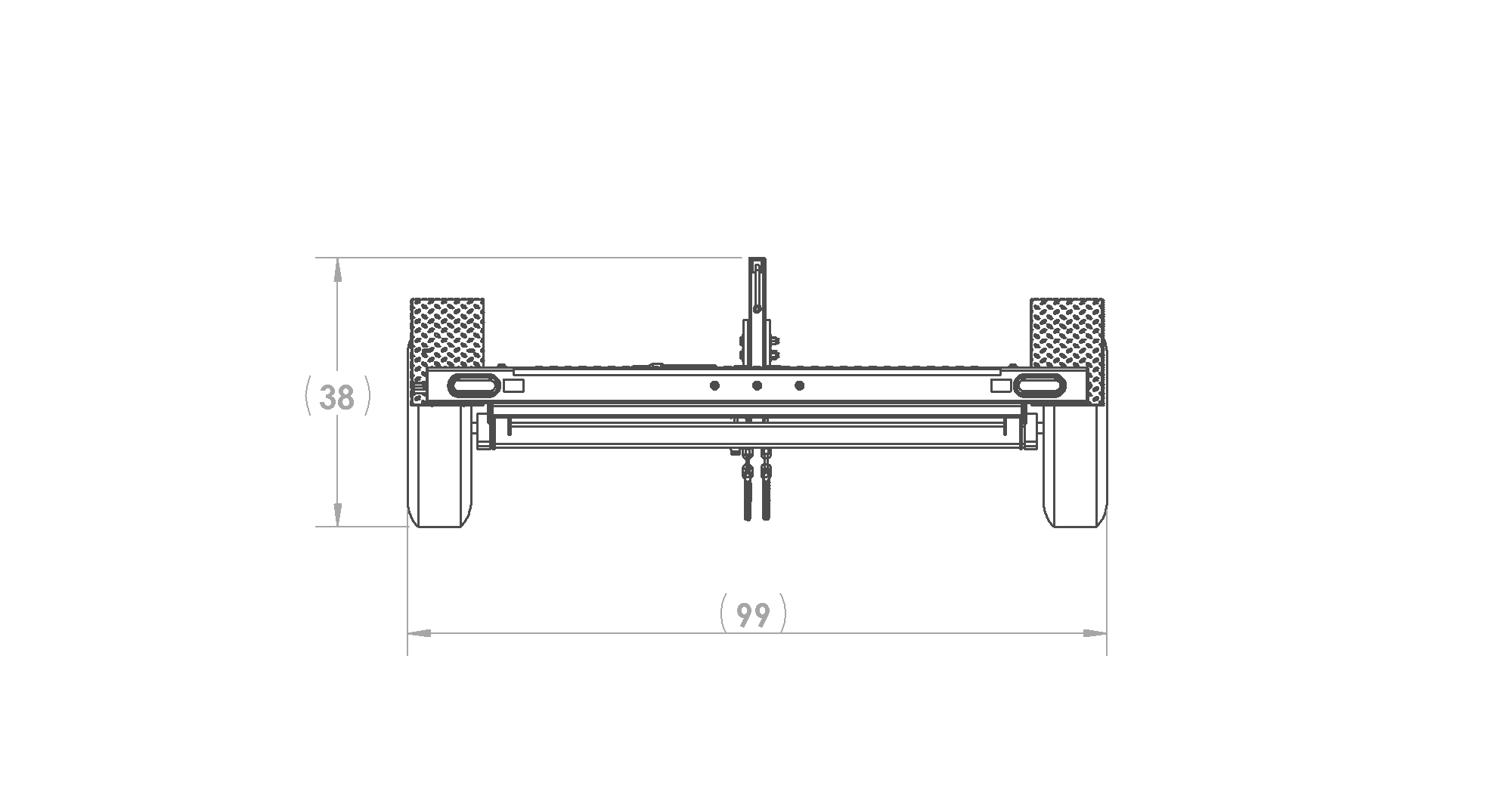 Karavan Trailer's 69 x 95 In. 10000# GVWR Industrial Trailer, model number WGT-10000-TEB-67, Front View Measurements