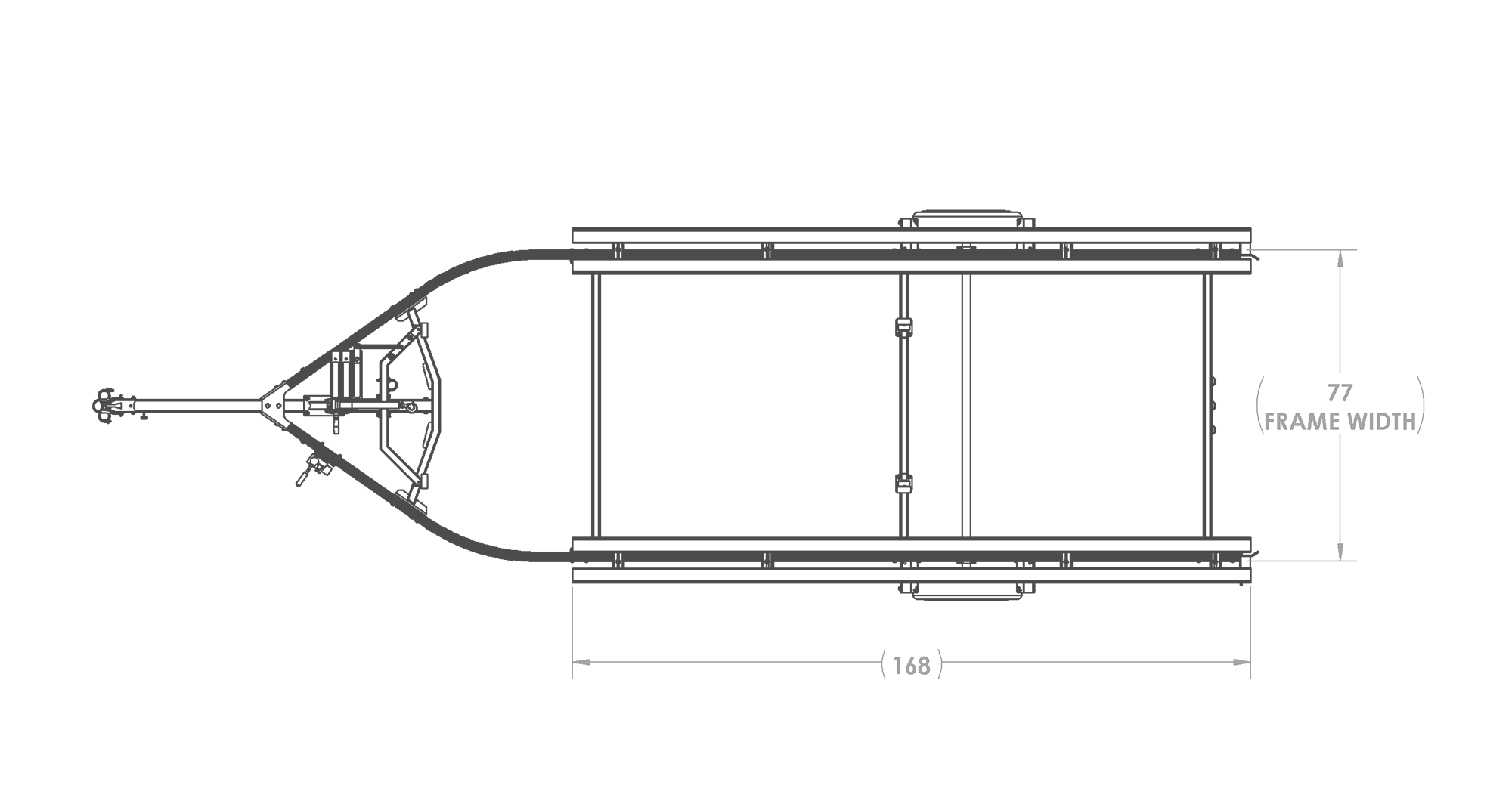 Karavan Trailer's Single Axel Aluminum Pontoon Trailer, model number KDPA-1618, Top View Measurement