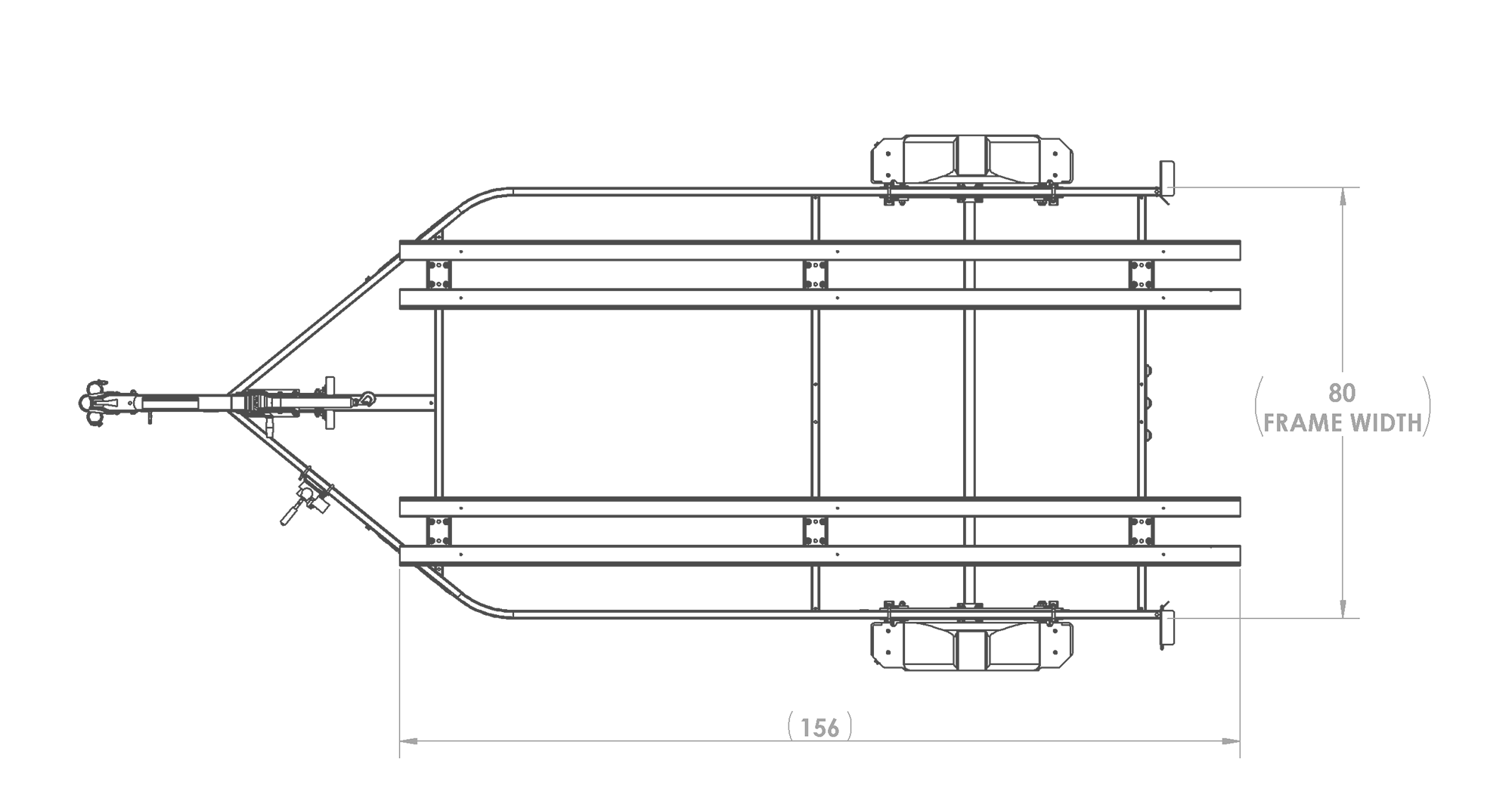 Karavan Trailer's Single Axel Mini Pontoon Trailer, model number KDP-1415, Top View Measurement