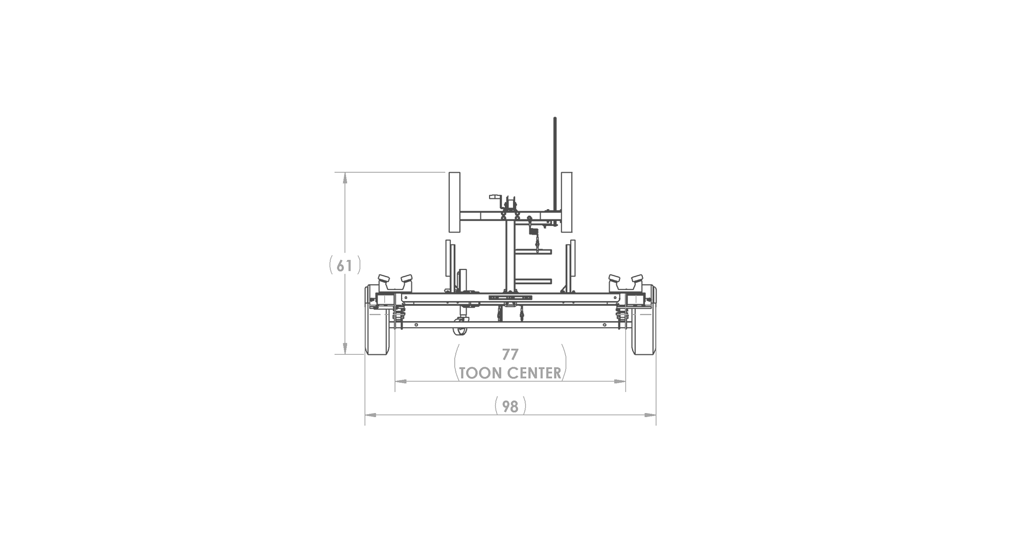 Karavan Trailer's Single Axel Small Pontoon Trailer, model number KDP-1618, Front View Measurement