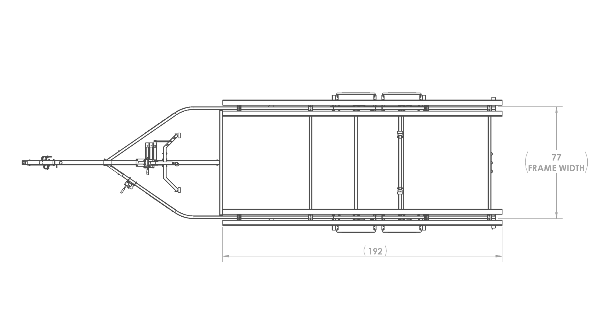 Karavan Trailer's Tandem Axel Midsize Pontoon Trailer, model number KDPT-1822, Top View Measurements