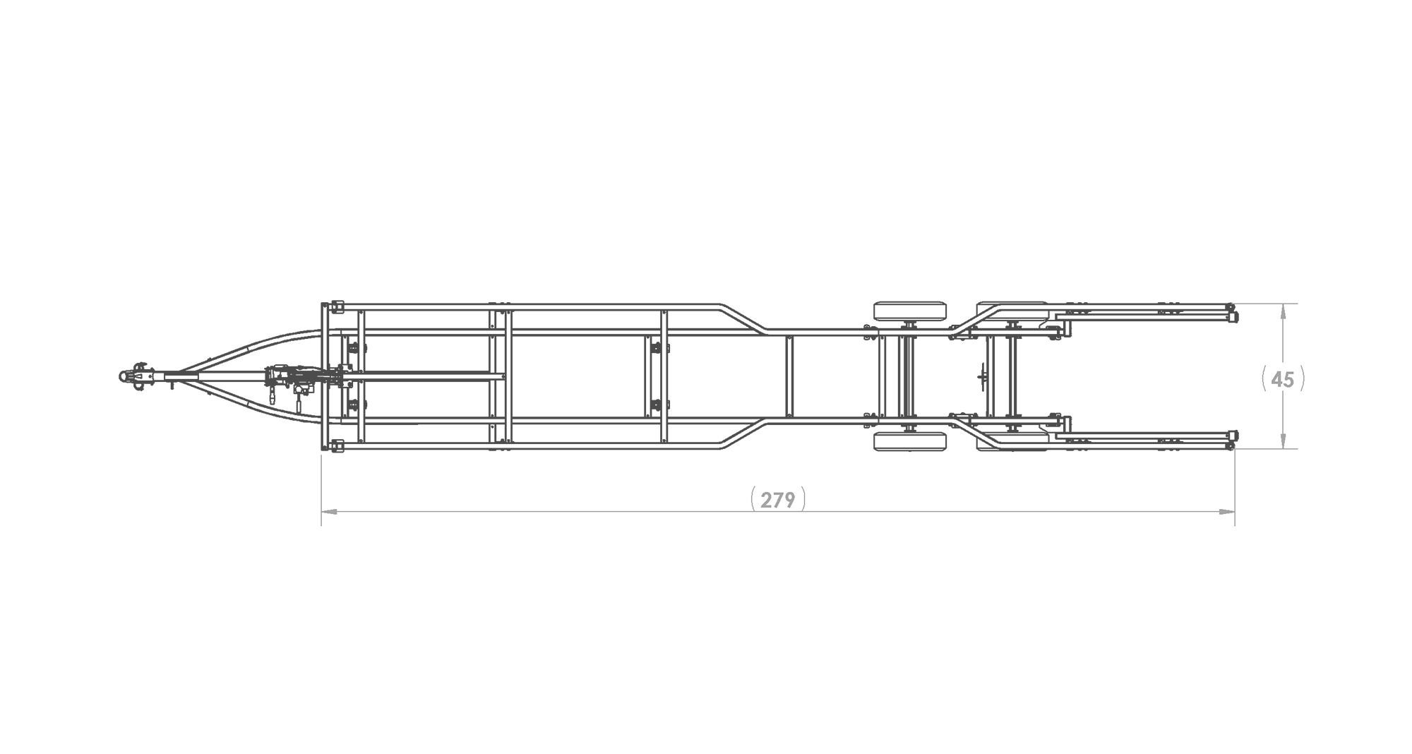 Karavan Trailer's Scissor Lift Pontoon Trailer, model number KPSHD-222, Top View Measurement
