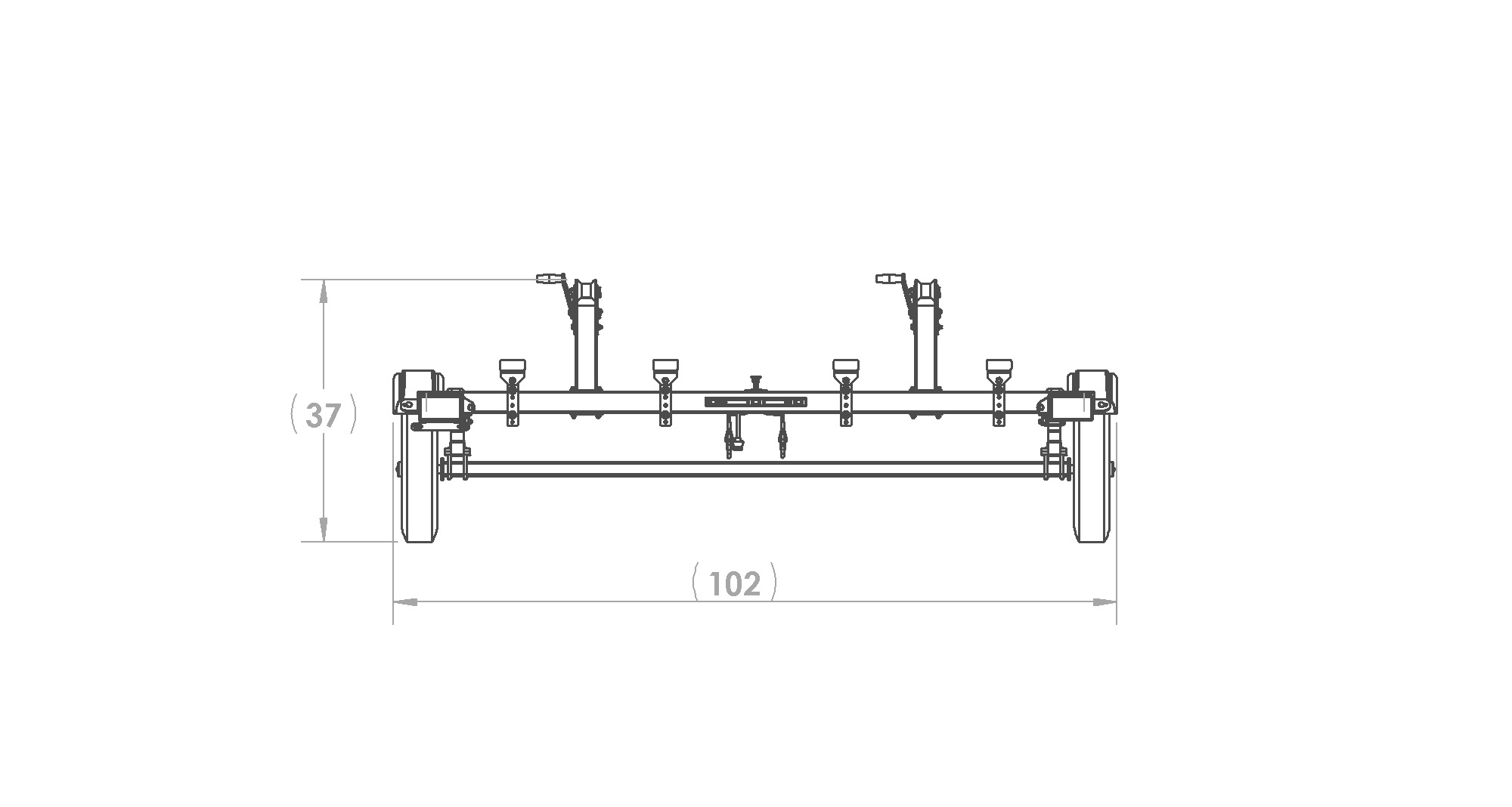 Karavan Trailer's Double Watercraft Steel Trailer, model number WC-1250-86, Front View Measurement