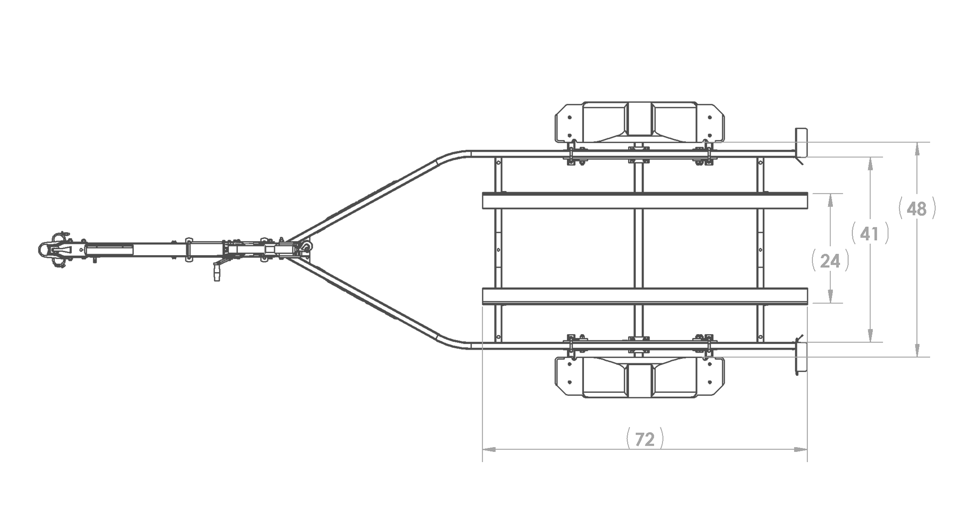 Karavan Trailer's Single Watercraft Steel Trailer w/Step Fender, model number WCE-1500-46, Top View Measurement