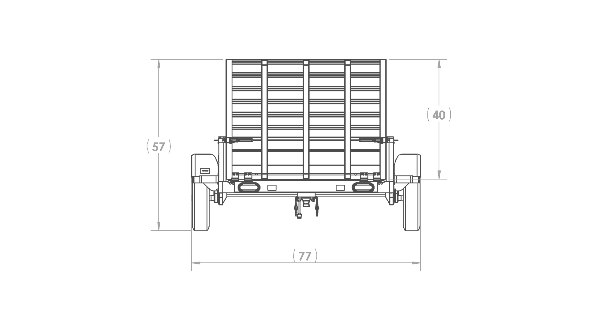 Karavan Trailer's 4.5x8Ft. Anodized Aluminum Utility Trailer, Front View Measurements