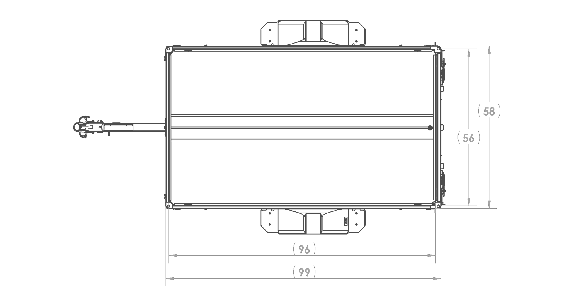 Karavan Trailer's 4.5x8Ft. Anodized Aluminum Utility Trailer, Top View Measurements