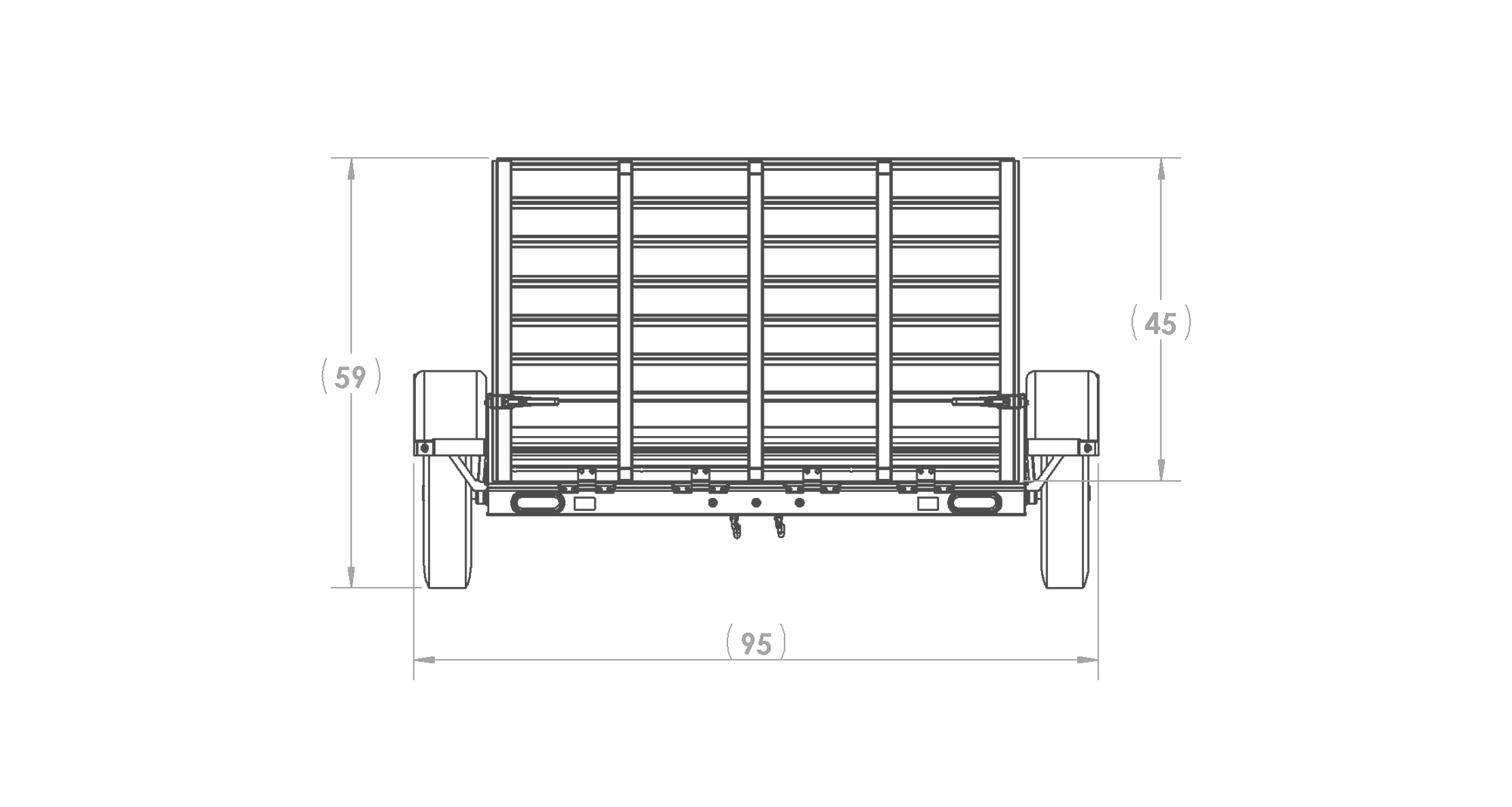 Karavan Trailer's 6x10ft. Aluminum Utility Trailer, Front View Measurements