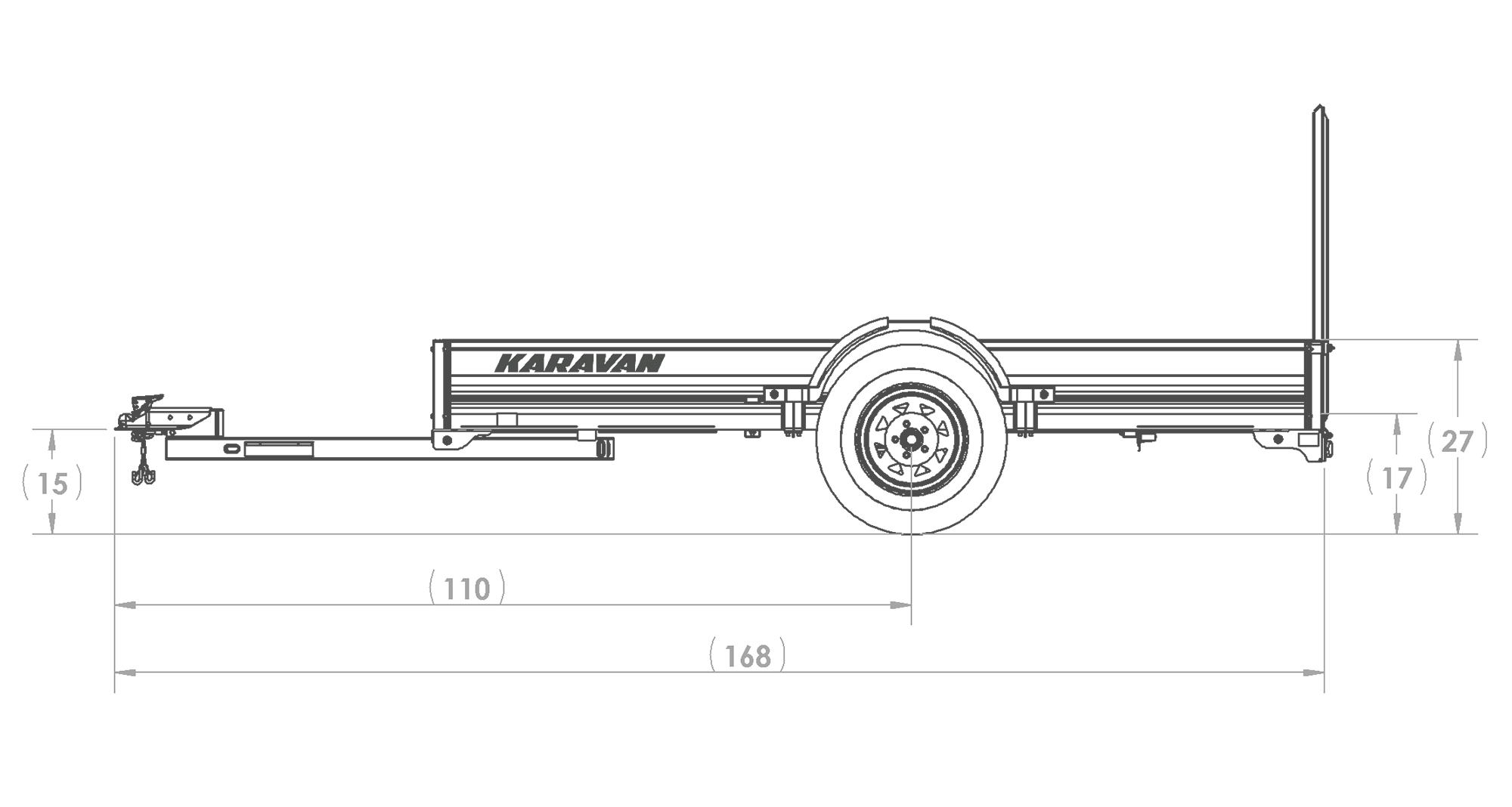 Karavan Trailer's 6x10ft. Aluminum Utility Trailer, Side View Measurements