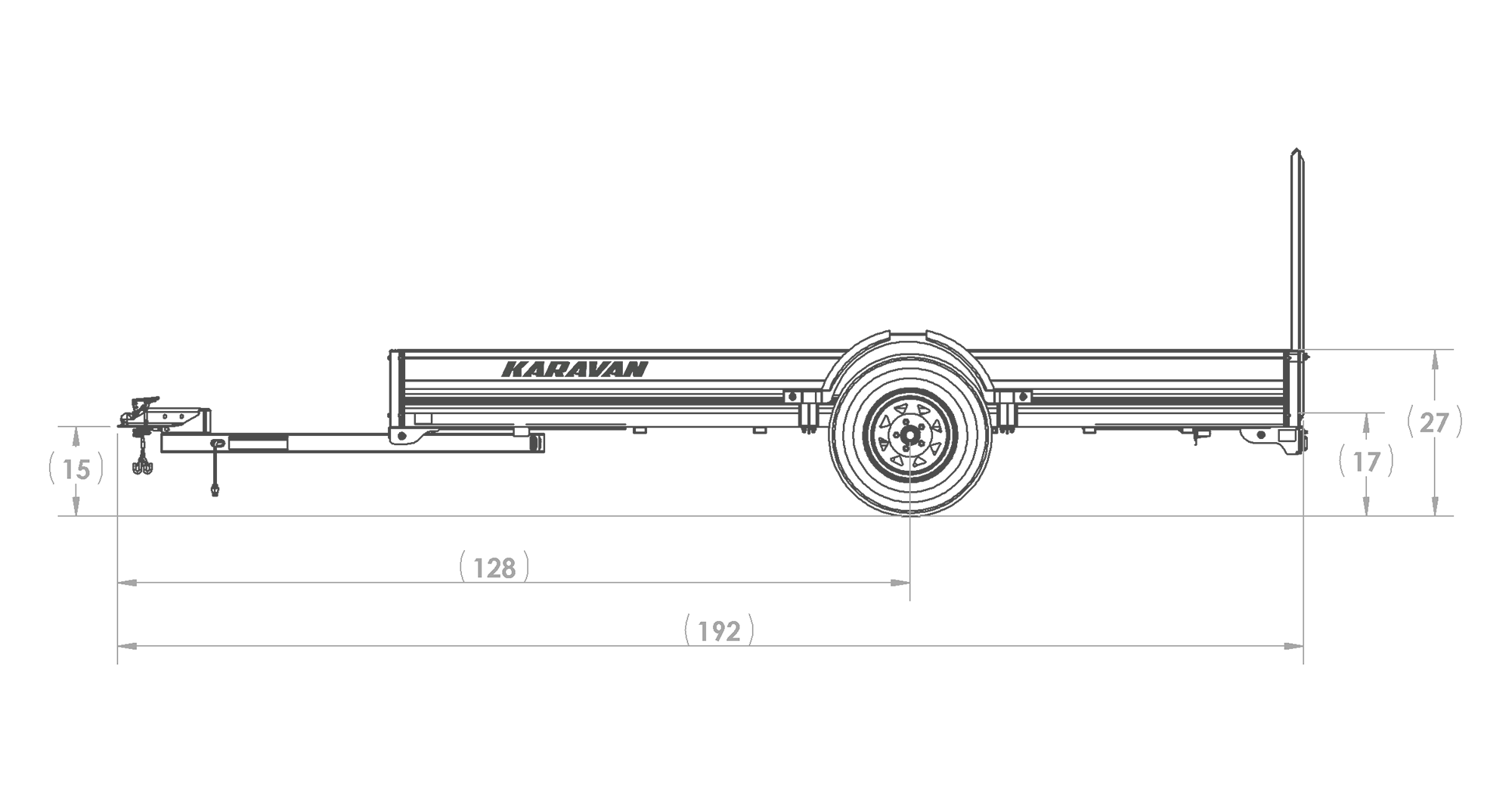 Karavan Trailer's 6x12ft. Aluminum Utility Trailer, Side View Measurements