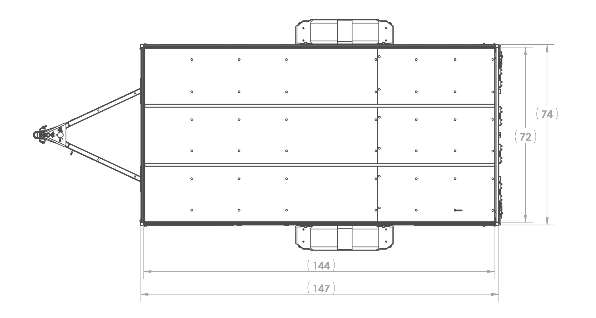Karavan Trailer's 6x12ft. Aluminum Utility Trailer, Top View Measurements