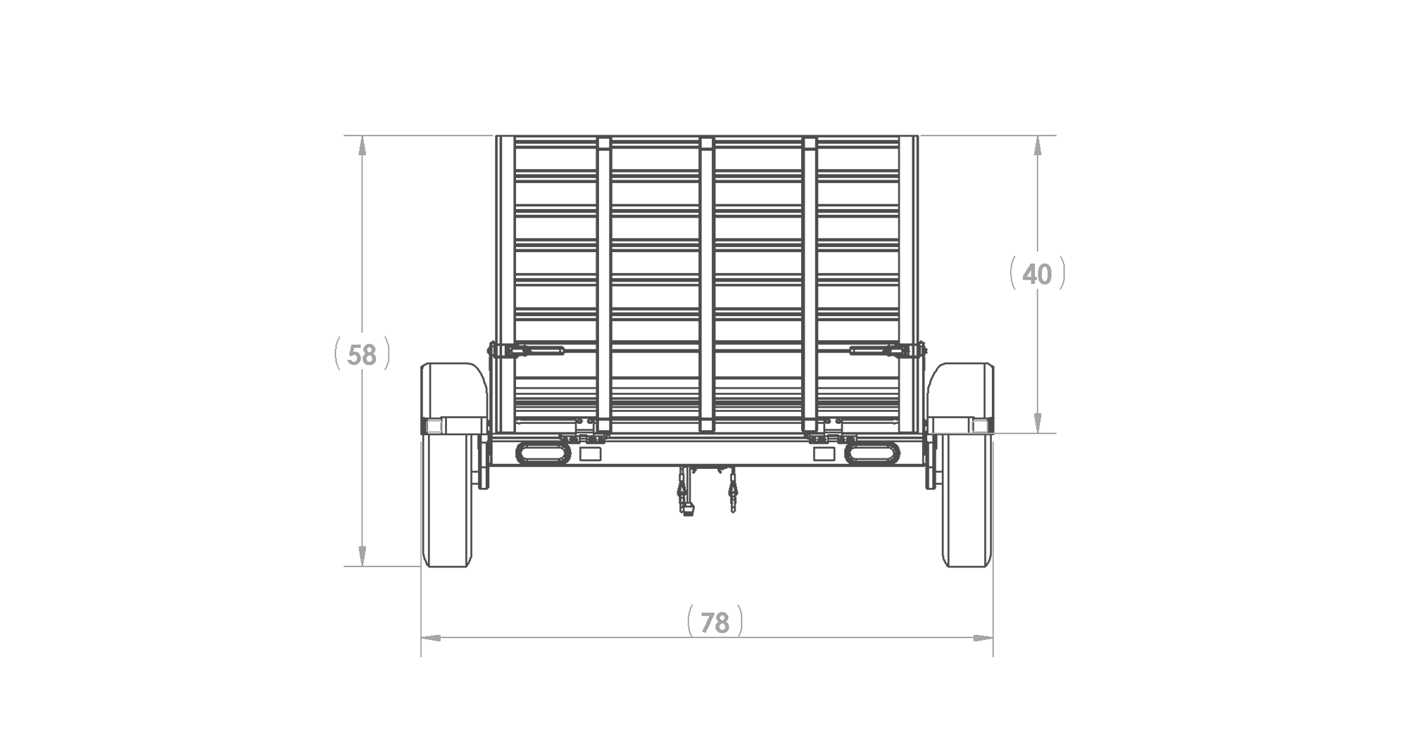 Karavan Trailer's 4.5x8ft. Aluminum Utility Trailer, Front View Measurements