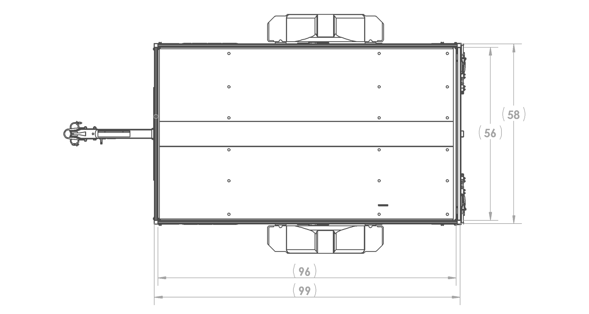 Karavan Trailer's 4.5x8ft. Aluminum Utility Trailer, Top View Measurements