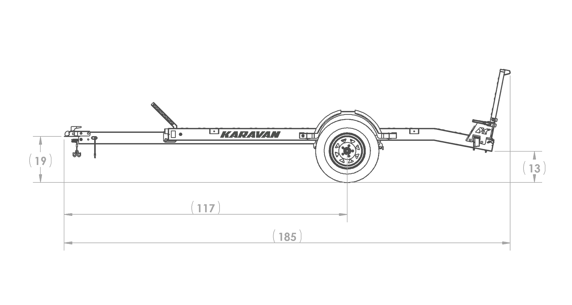 Karavan Trailer's 6 x 10 Ft. Steel Floor Utility Trailer, Side View Measurement