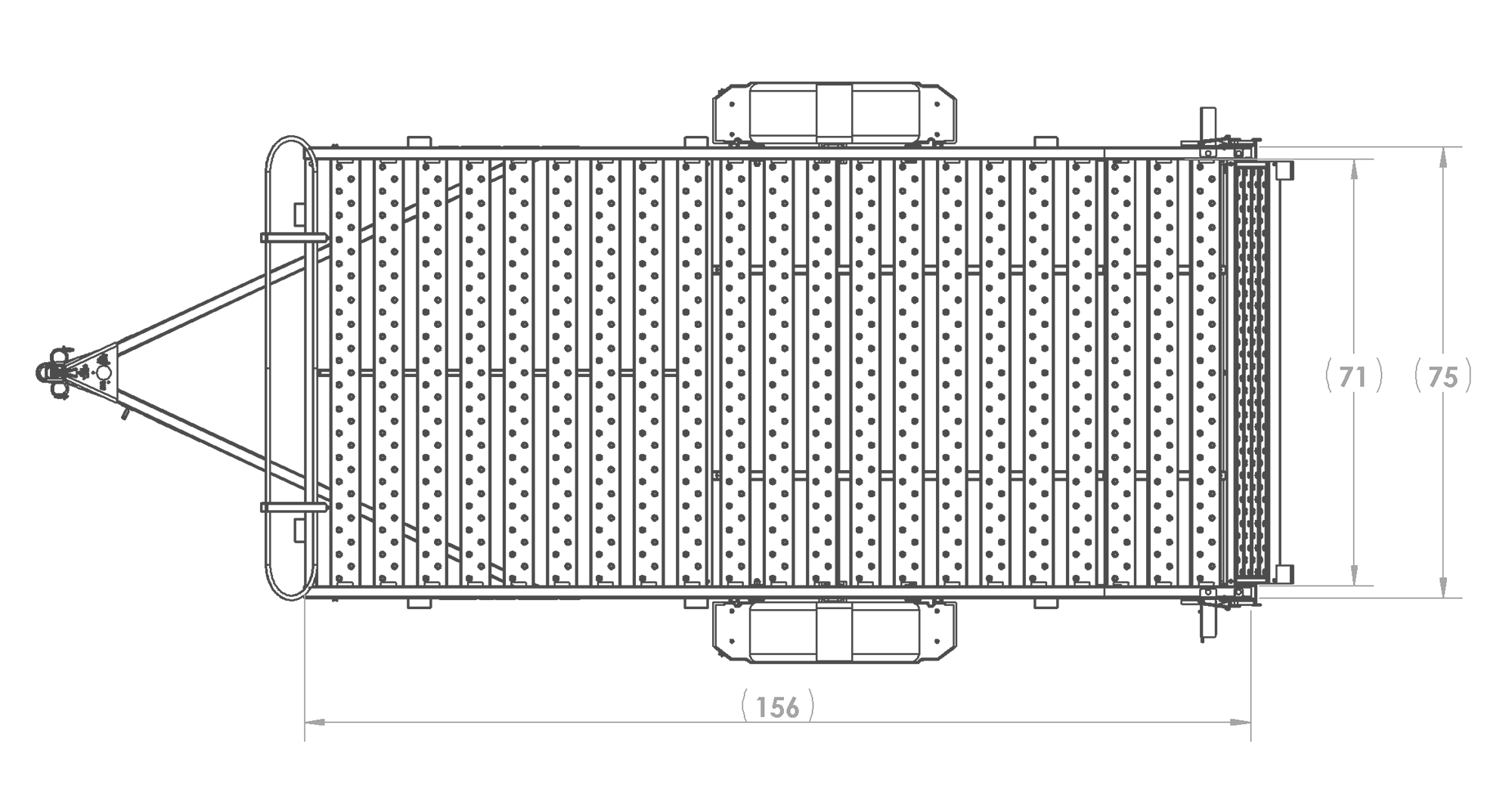 Karavan Trailer's 6x12ft. Steel Floor Utility Trailer, Top View Measurement