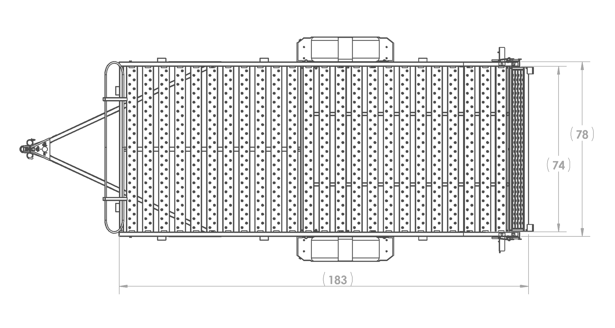 Karavan Trailer's 6.5x14ft. Floor Utility Trailer, Top View Measurement