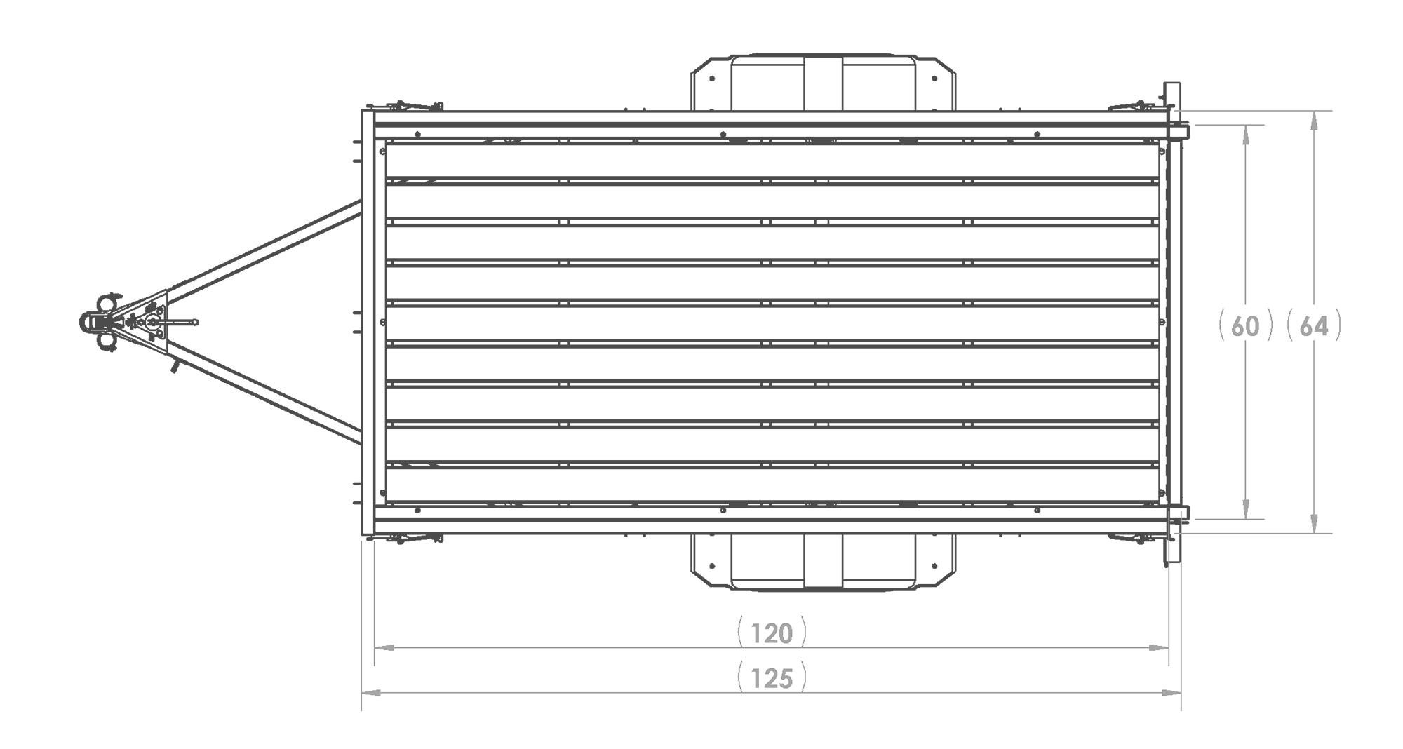 Karavan Trailer's 5x10ft. Steel Utility Trailer, Top View Measurements