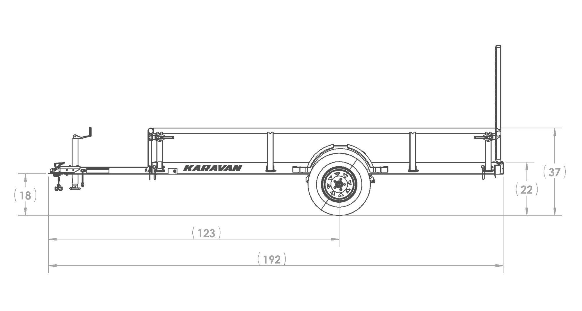 Karavan Trailer's 6x12ft. Steel Utility Trailer, Side View Measurement