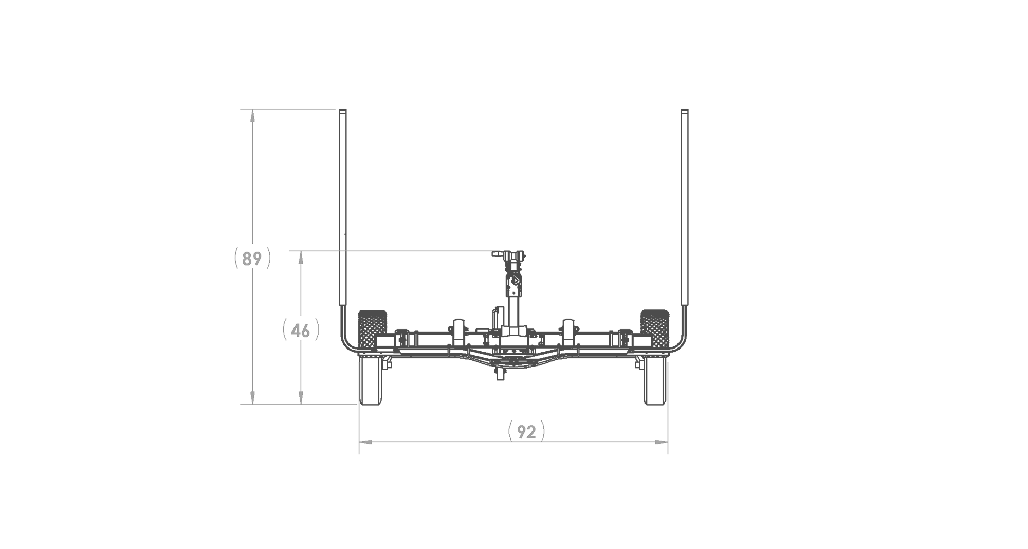 Karavan Trailer's Single Axel Aluminum 1700# Bunk Trailer, model number SL-1700-70, Front View Measurements