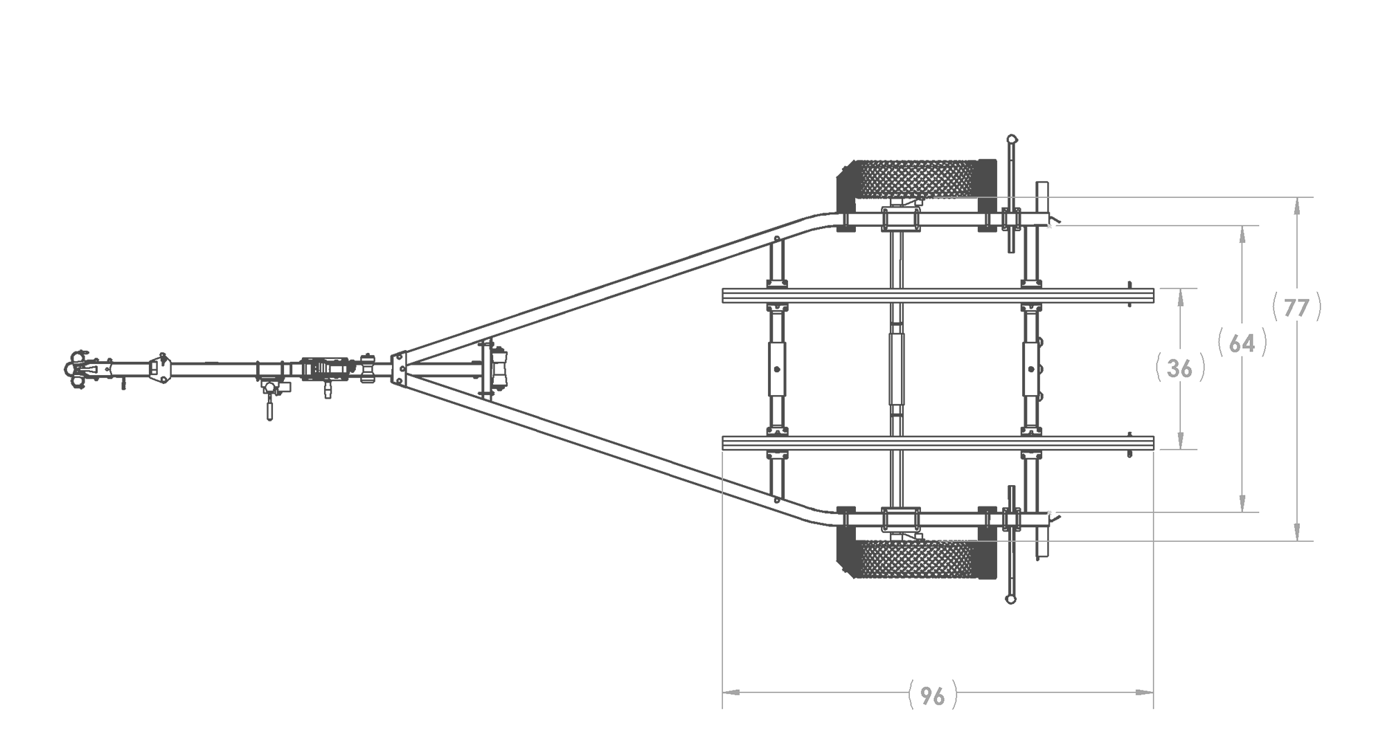 Karavan Trailer's Single Axel Aluminum 1700# Bunk Trailer, model number SL-1700-70, Top View Measurements