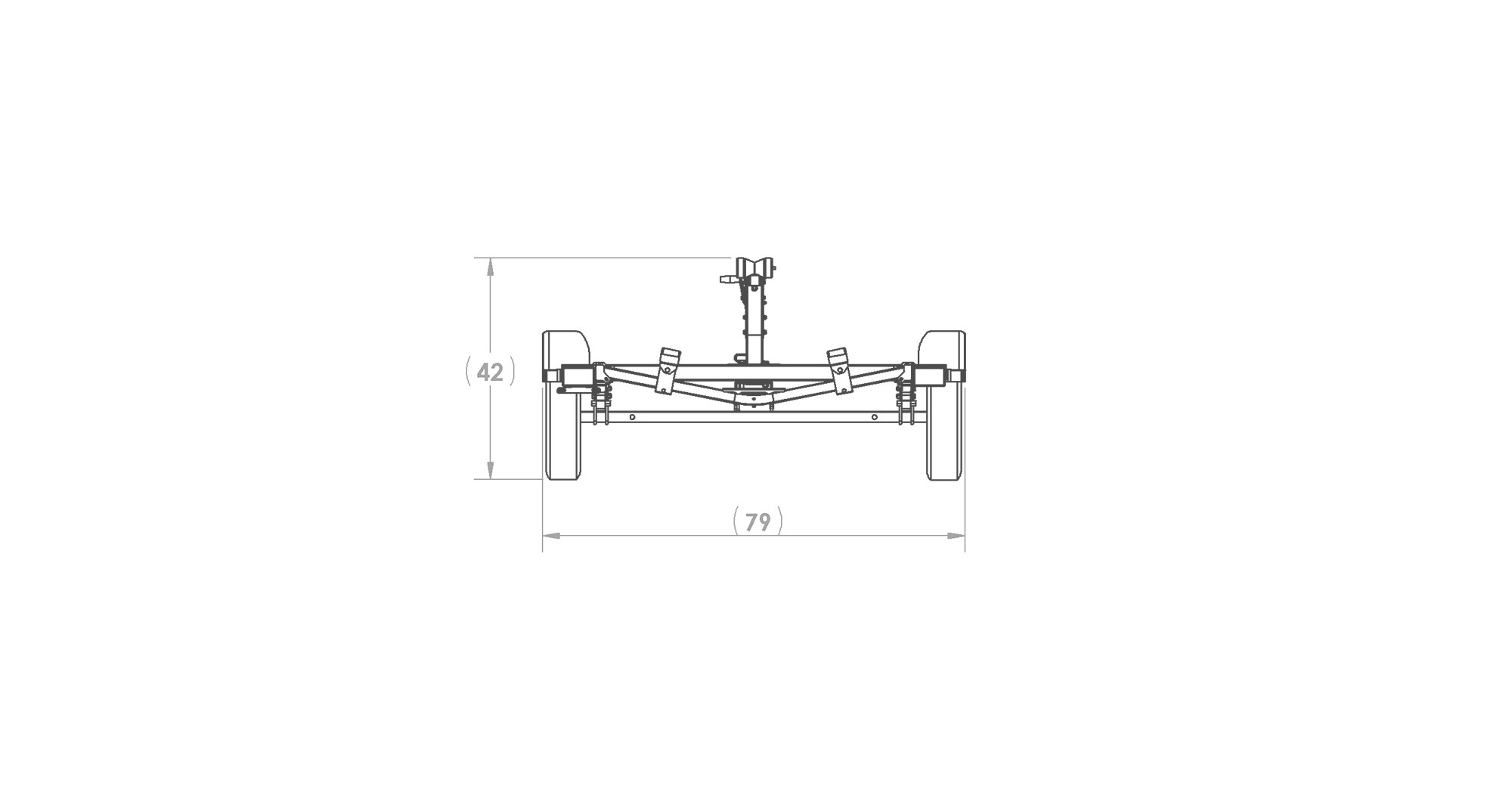 Karavan Trailer's Single Axel 1800# Custom Bunk Trailer, model number KCB-1800-60, Front View Measurements