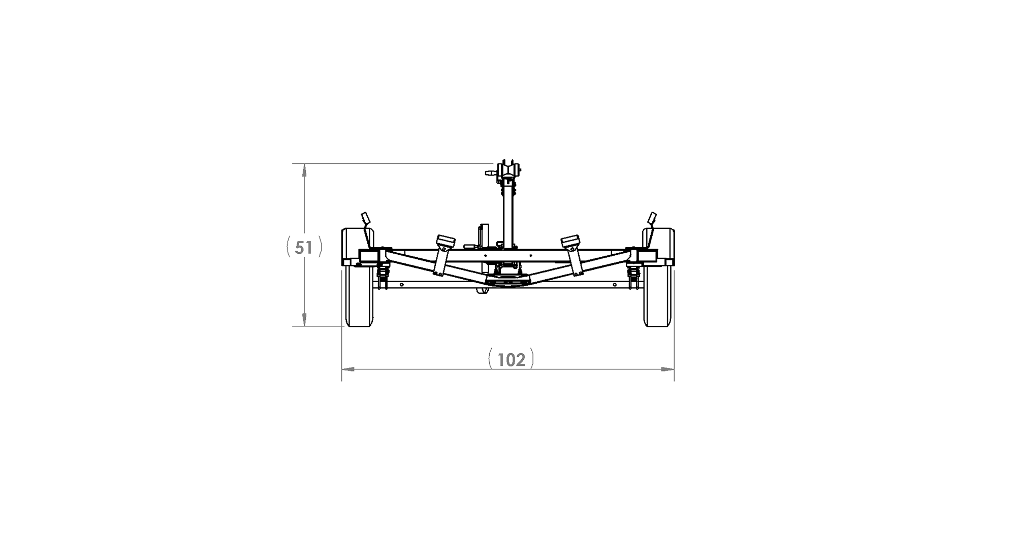 Karavan Trailer's Single Axel 2400# Custom Bunk Trailer, model number KCB-2400-82, Front View Measurements