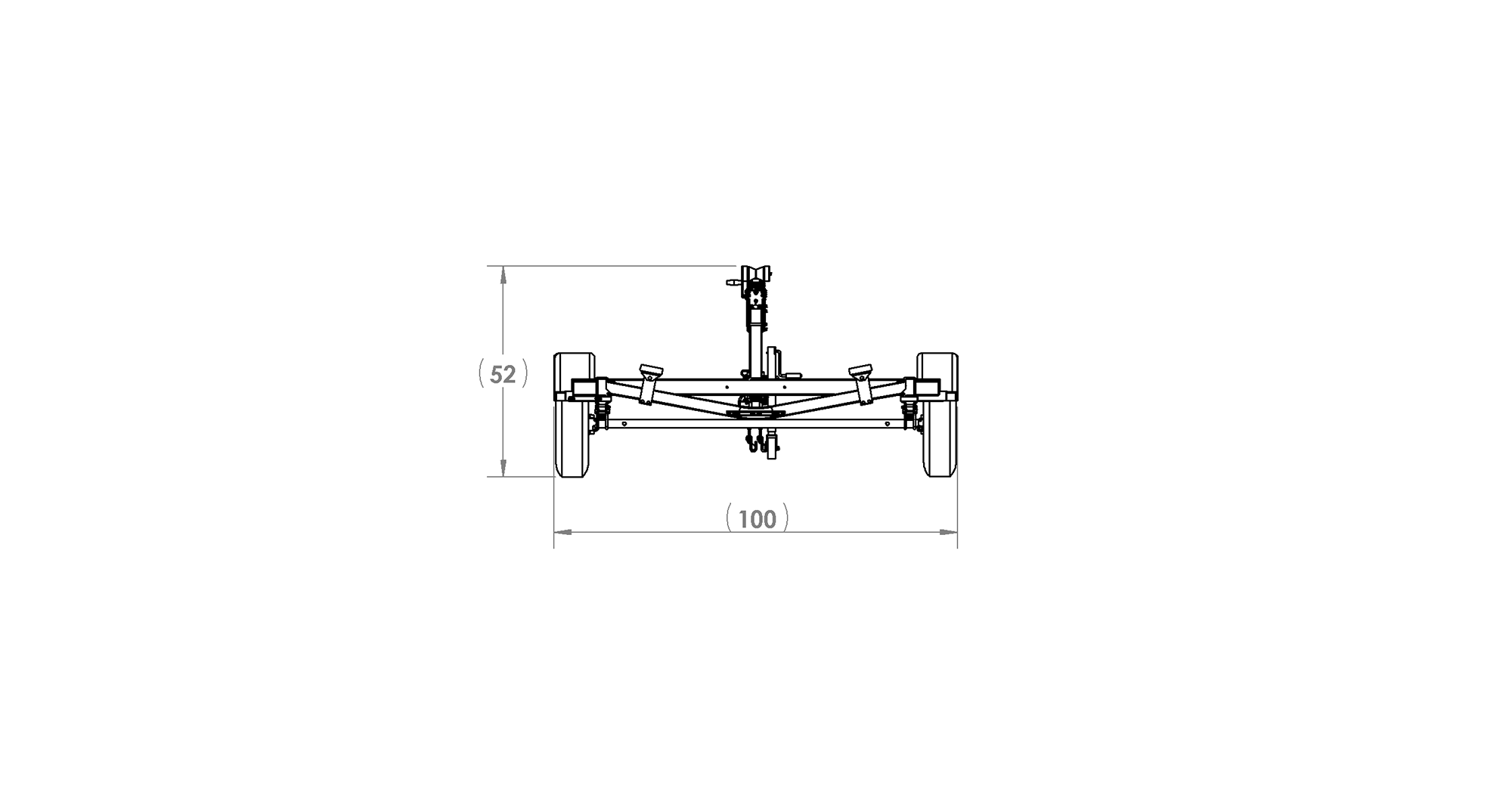 Karavan Trailer's Single Axel 3100# Custom Bunk Trailer, model number KCB-3100-78, Front View Measurements