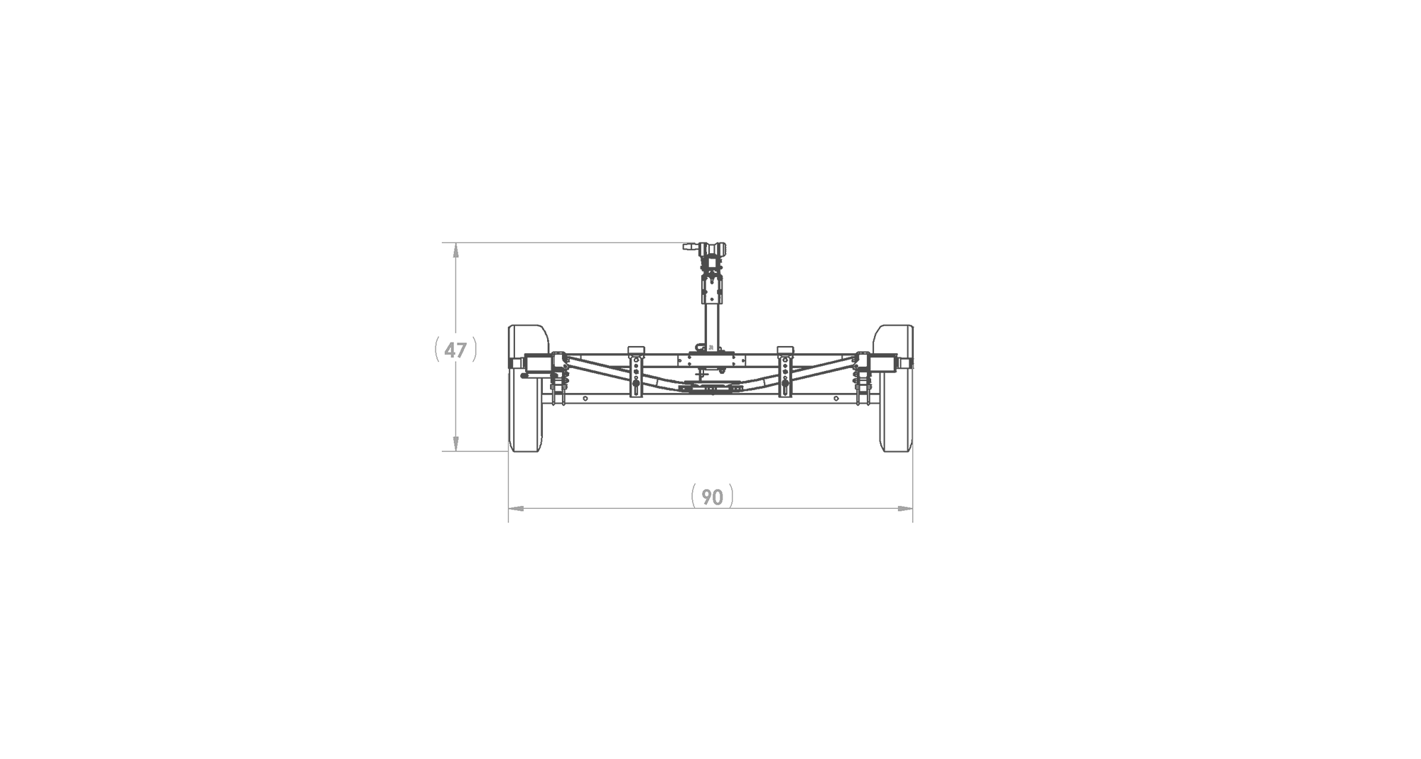 Karavan Trailer's Single Axel 1800# Bunk Trailer, model number KKB-1800-70, Front View Measurements