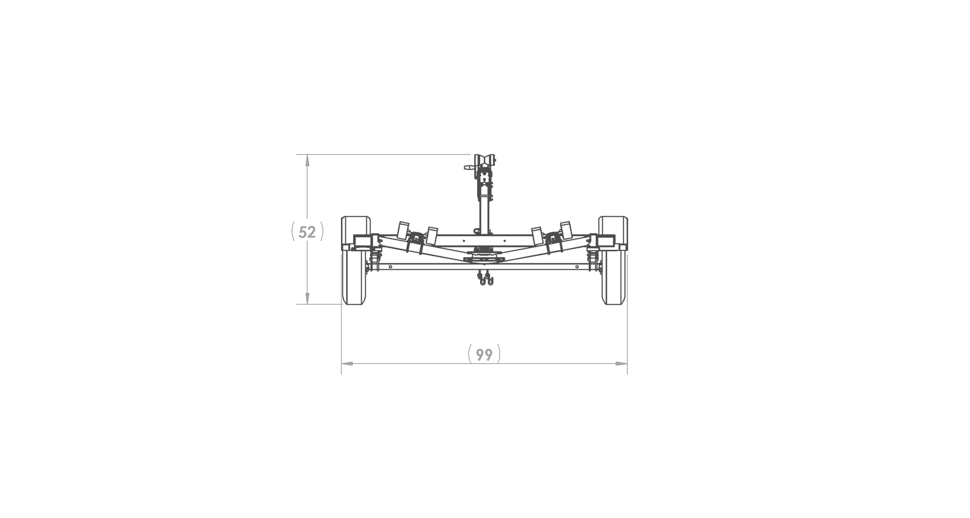 Karavan Trailer's Single Axel 3100# Roller Trailer, model number KKR-3100-78-S, Front View Measurements