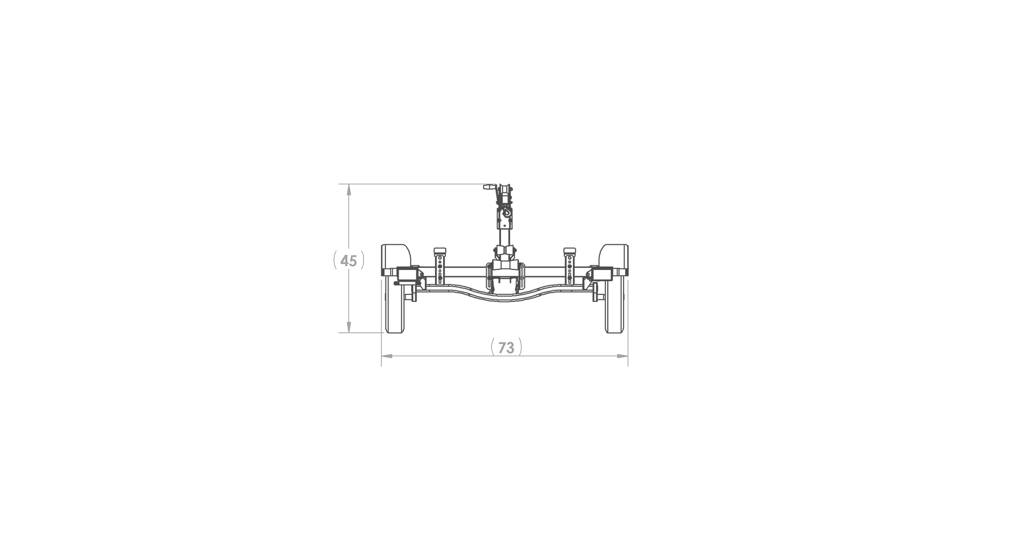 Karavan Trailer's Single Axel 1500# Long Bunk Trailer, model number KBL-1500-56, Front View Measurements