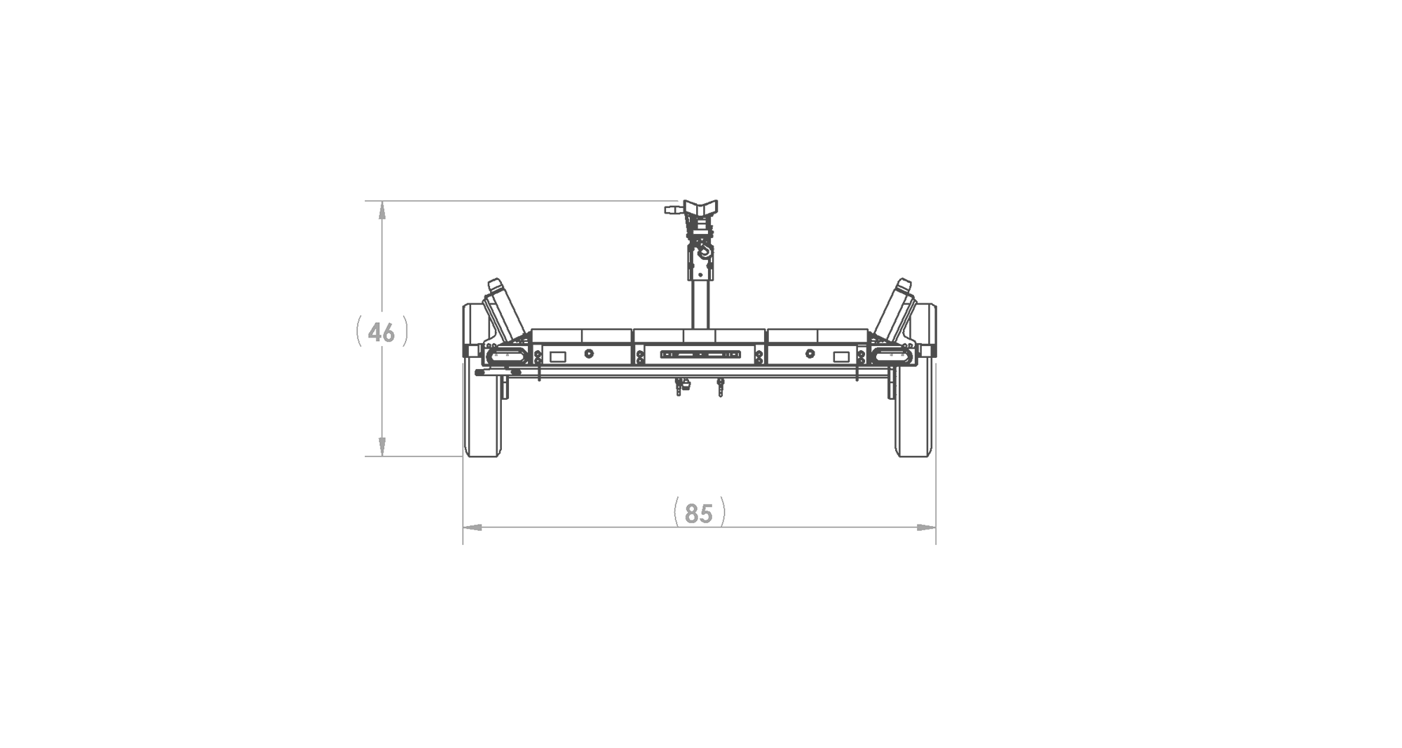 Karavan Trailer's Single Axel 1500# Drift Boat Trailer, model number KDB-1500-71, Front View Measurements